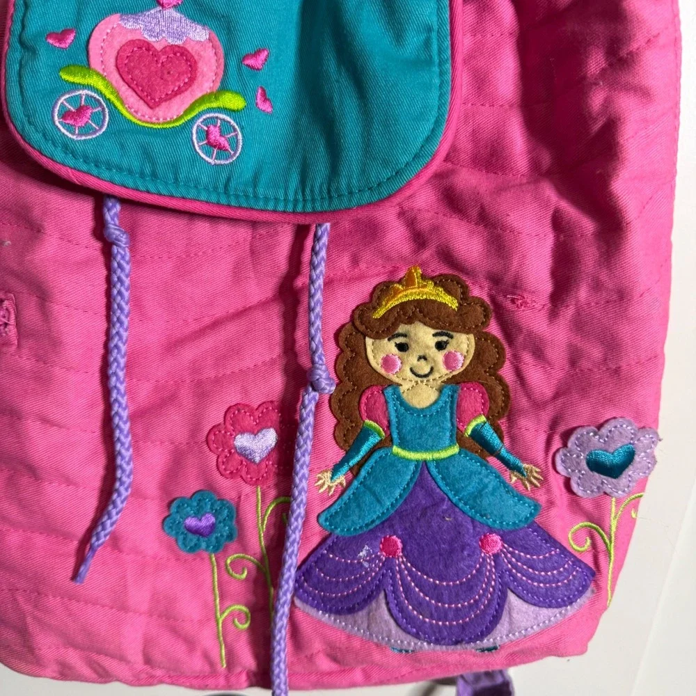 Stephen Joseph Kids Pink Quilted Princess Backpack Drawstring Bag